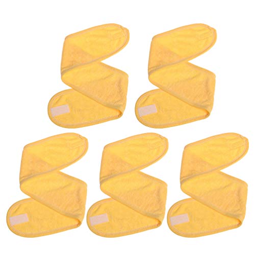 EXCEART 5Pcs Spa Diadema Envoltura para El Cabello Sudor Diadema Envoltura para La Cabeza Envoltura de Toalla para El Cabello para El Tratamiento Facial Lavado Facial Deporte (Amarillo)