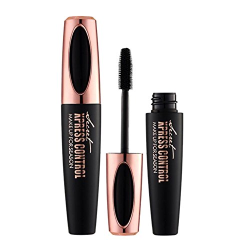 EXIU 4D Fibra de pestañas máscara de pestañas, Extra Long Lash Rímel impermeable pestañas postizas Natural negro Efecto de curling largo pestañas Fake maquillaje de larga duración