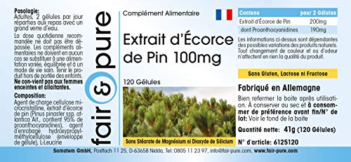 Extracto de Corteza de Pino 100mg - Vegano - 95% de Proantocianidinas - Potente antioxidante - 120 Cápsulas