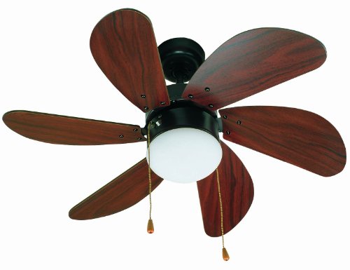 Faro Barcelona 33185 - PALAO Ventilador de techo con luz 6 palas de madera MDF, Diámetro 760mm, Accionado por cadena