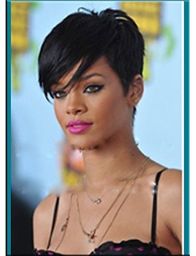 Fashion wigstyle sin tapa nueva llegada rihanna estilo negro 1B color corto recto peluca de pelo sintético peluca Natural Sexy diaria Pelucas