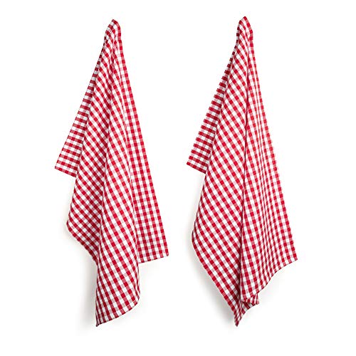 FILU Paños de cocina (4 unidades, rojo / blanco) 50 x 70 cm paño de cocina / paño para vajilla de algodón 100 %, de cuadros elegante y teñido de alta calidad, estilo escandinavo, estilo rústico, bávaro, estilo bávaro Oktoberfest