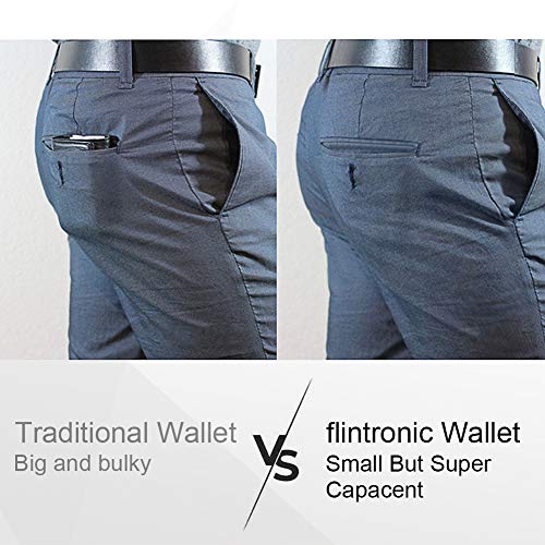 flintronic Billetera, Tarjetas de Crédito Slim Moda RFID Bloqueo Monedero de Cuero, Mini Billetera para Cartera ID,Tarjetero Crédito Licencia de Conducir Cartera Hombre