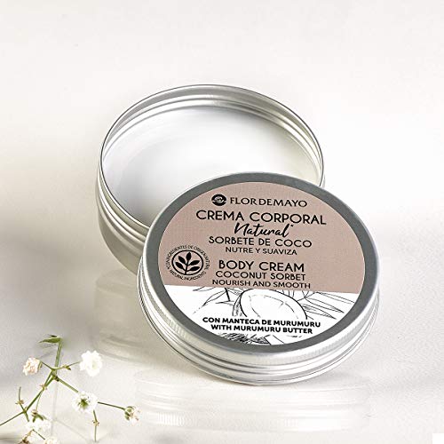 Flor de Mayo, Set hidratante aroma Sorbete de Coco, Aceite Corporal 100ml, Crema Corporal 50ml, Crema de Manos 30ml - Una experiencia muy divertida