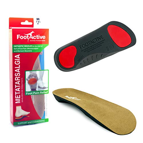 FootActive METATARSALGIA | Plantilla ortopédica premium de ¾ de longitud | Elevación metatarsal para apoyar la bola del pie | Recomendado por fisioterapeutas, color Azul, talla 4 UK