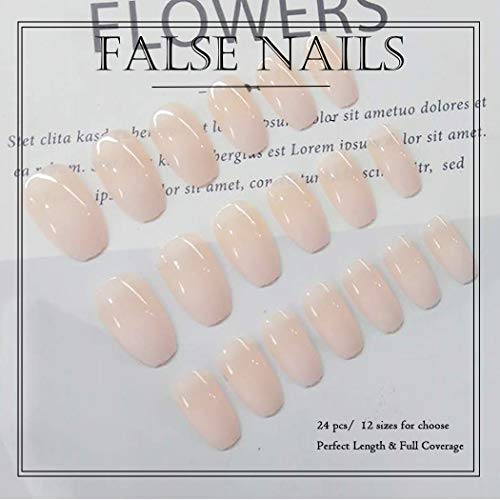 Forall Uñas Postizas De Ataúd Brillante Rosa Degradado Press En Uñas Postizas Kit Completo De Uñas Falsas De Bailarina Mediana Para Mujeres y Niñas 24 PCs