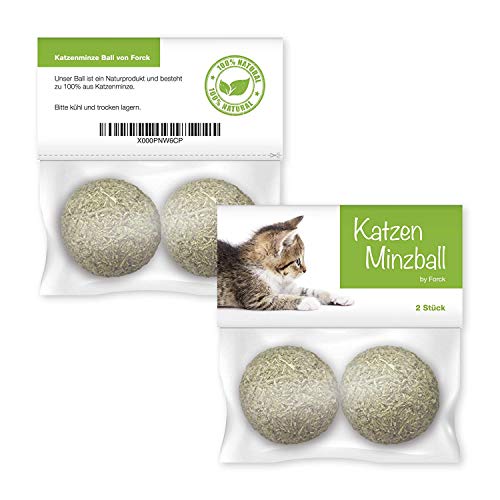 Forck Bola de Menta de Juguete para Gatos 2 Piezas, Nuestras Bolas de Menta consisten en 100% de Hierba gatera Natural | Empleo y Juego para Gatos