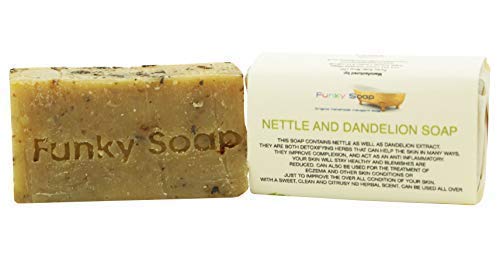 Funky Soap Ortiga y Diente de León Jabón 100% Natural Artesanal, 1 Barrita de 65g