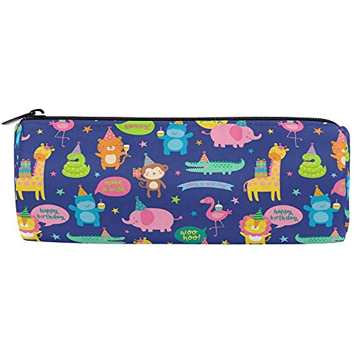 Funny Elephant Floral Pencil Bag Estuche Estuche Para Niños Niñas Niños, Tropical Animal Palm Lápiz Bolsas Titular Útiles Escolares