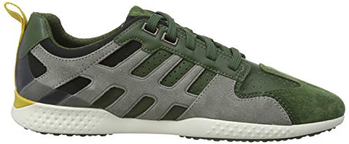 Geox U Snake.2 A, Zapatillas para Hombre, Verde (Dk Green/Lt Grey C3287), 39 EU