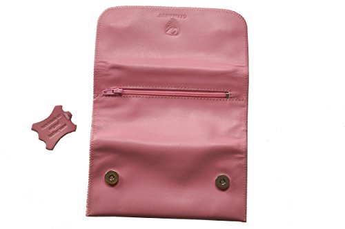 GERMANUS Estuche Bolsa Bolso de tabaco de cuero genuino, Made in EU - Rosa