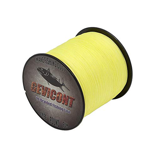 GEVICONT Gevicon - Sedal de Pesca Trenzada de Polietileno, 4 Hilos, 1500 m, 1640 Yardas, 6 Libras, 100 Libras, Amarillo, 1640Yds(1500m)-40lb(18.1kg)-0.32mm