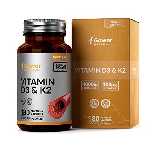 GH Vitamina D3 (4000iu) y Vitamina K2 (100μg) Capsulas | 180 Cápsulas Vegetariano de Alta Resistencia | Para la Resistencia Ósea, Corazón Sano y el Apoyo Inmunitario | Sin OGM, Gluten o Lácteos