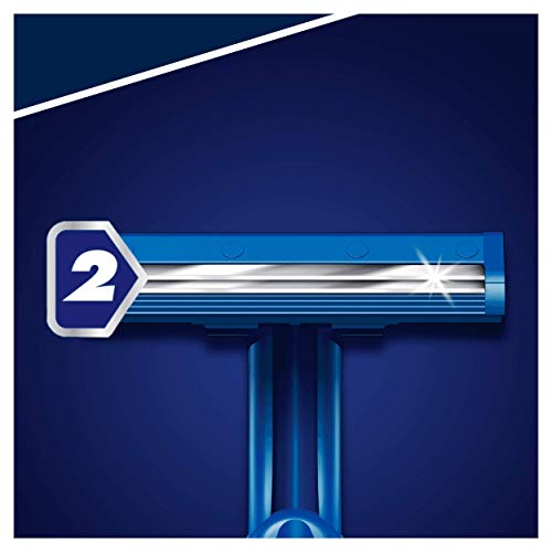 Gillette BlueII - Maquinillas Desechables para Hombre 5+1, Dos Hojas de Afeitar, Cabezal Fijo