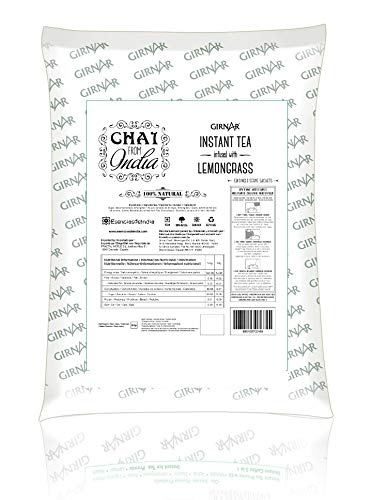 GIRNAR - CHAI DE LA INDIA CON LEMONGRASS 100% NATURAL, SIN LECHE - 500GR (50 bolsitas de 10gr) Té Instantáneo con Especias de la India.