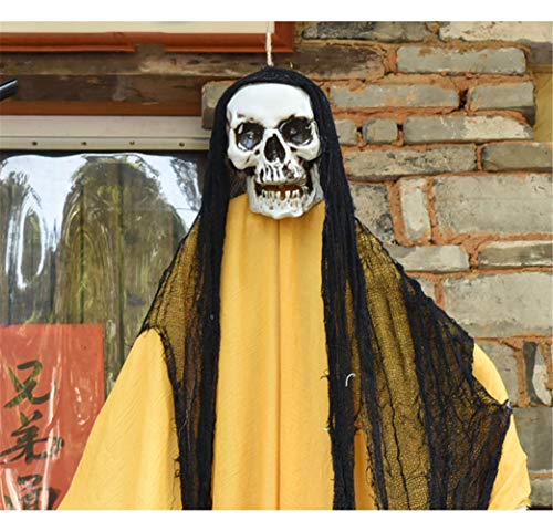 GJJRC Eventos Decoración para Halloween, Casa embrujada Colgando Fantasma Activado Ruido encantada Esqueleto Cuerpo Colgando Parca Puerta, Árbol, Decoración