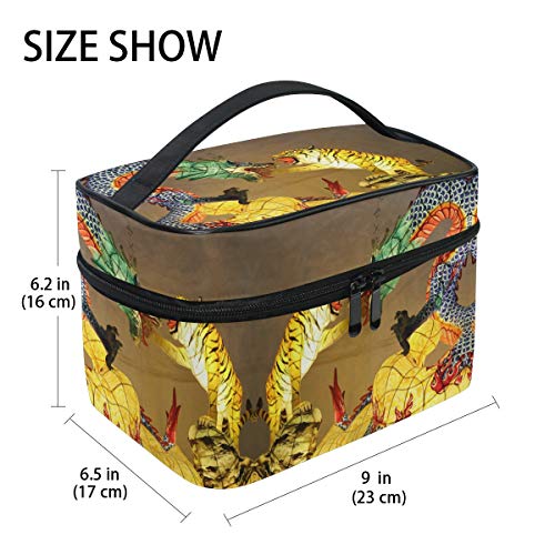 Golden Dragon Tiger King Bolsa Mochila de Maquillaje Almacenamiento Organizador de Cosméticos Portátil Estuche para Mujeres Señoras Niñas