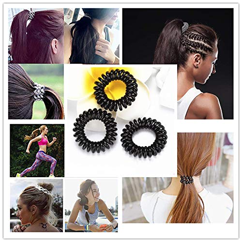 Gomas del pelo Crystal Clear, 20 Piezas Negro y Claro Banda de Pelo Elástica multicolor Grande de Algodón Cinta Elástica de Pelo Coletero para Pelo Grueso Pesado y Rizado