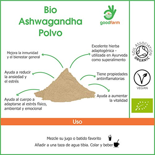 GoodFarm - Ashwagandha ecológica en polvo, 500 g