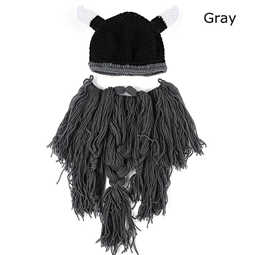 Gorro con barba de vikingo, bárbaro, talla única, Dark Gray, talla única