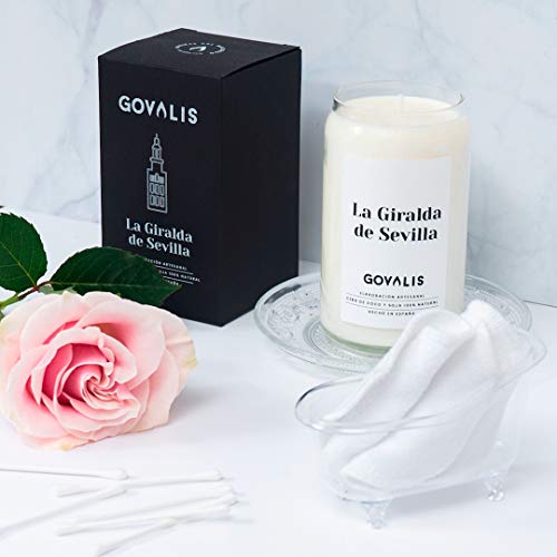 GOVALIS Vela Giralda de Sevilla | Perfumadas y Aromáticas | Cera de Soja & Coco 100% Natural – Velas Recuerdos Relajación Decorativas Cumpleaños Regalos Originales – 70-90 h – 390 g