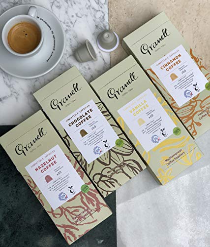 Granell Cafes-1940 - Aromas - Espresso Vainilla | Capsulas Compatibles Nespresso 100% Café Arabica - 10 Cápsulas de Café Compostables