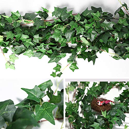 Guirnalda de Hiedra Artificial, 1 Unidades de Hojas Verdes para Colgar en el hogar, jardín, Boda, Fiesta, decoración