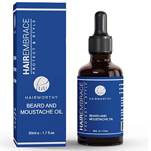 Hairworthy Hairembrace Aceite para barba - 6 aceites orgánicos premium - Suaviza la barba - Minimiza el picor - Contribuye al crecimiento rápido y a la apariencia espesa de la barba.