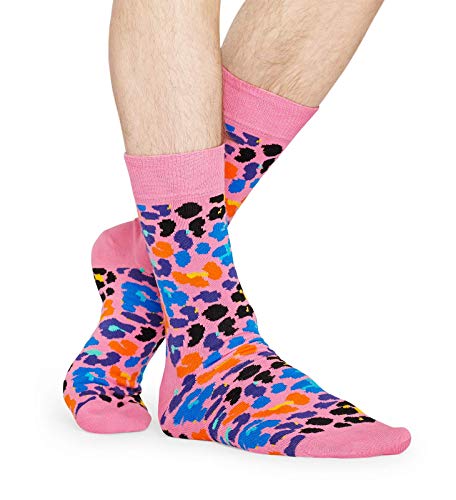 Happy Socks Multi Leopard Sock Calcetines, Rosa (Pink), 7/10/2018 (Talla del fabricante: 41-46) para Hombre