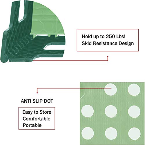 Heim & Elda Taburete de Paso Plegable, Super Fuerte plástico 9 Inch Paso Taburete para niños y Adultos con Asas (Verde)