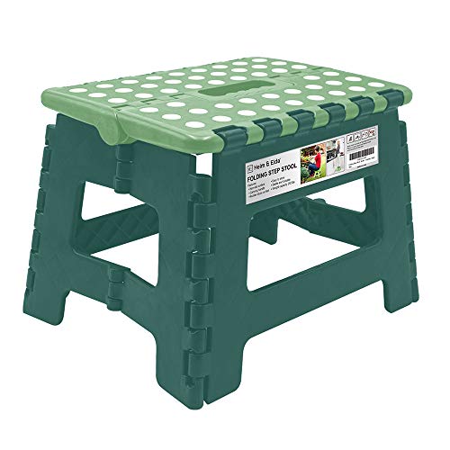 Heim & Elda Taburete de Paso Plegable, Super Fuerte plástico 9 Inch Paso Taburete para niños y Adultos con Asas (Verde)