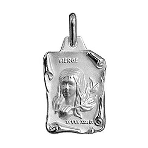 HELIOS BIJOUX – Colgante + Cadena 50 cm Medalla Signo astrológico Zodiaco Virgo, Plata Maciza 925 ° rodiada