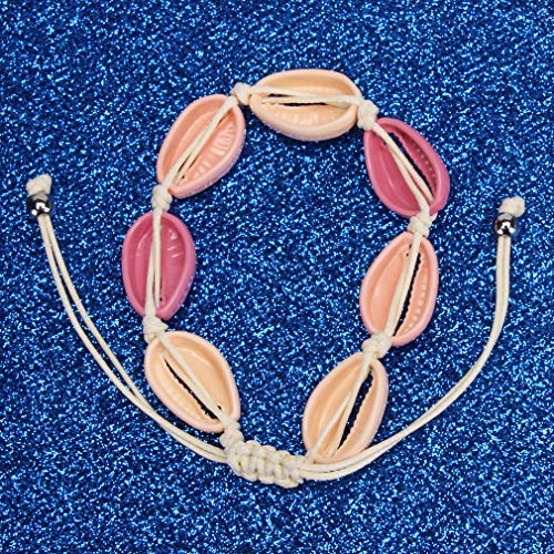 Hengxing - Pulsera ajustable con concha para playa as description Beige y rosa.