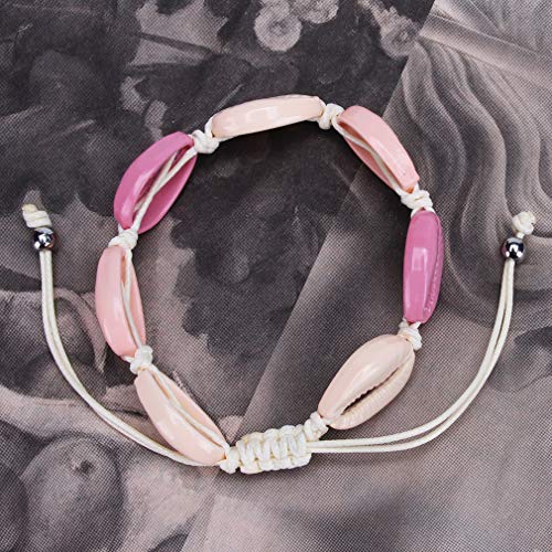 Hengxing - Pulsera ajustable con concha para playa as description Beige y rosa.