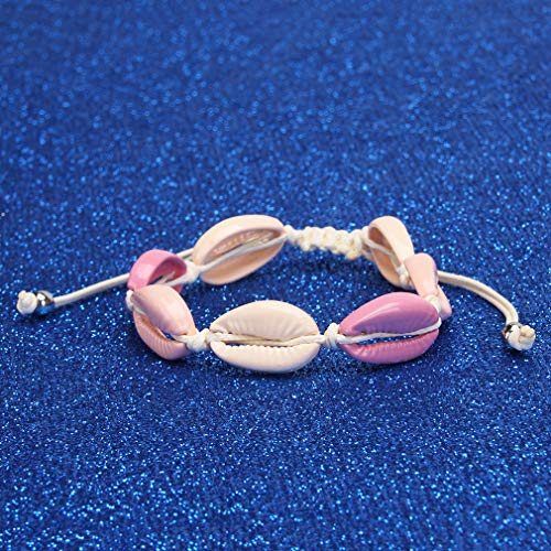 Hengxing - Pulsera ajustable con concha para playa as description Beige y rosa.