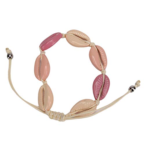 Hengxing - Pulsera ajustable con concha para playa as description Beige y rosa.