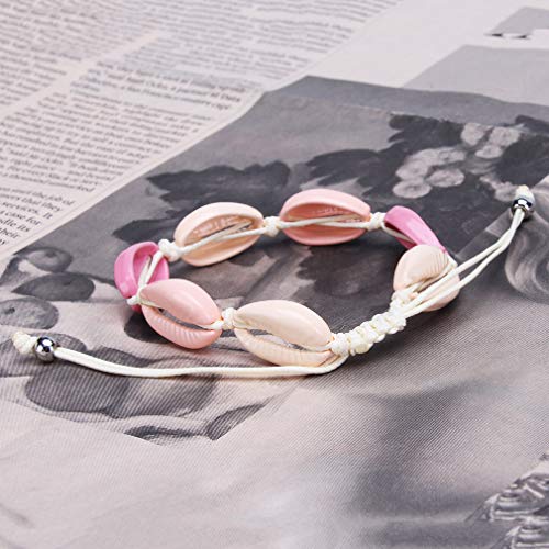 Hengxing - Pulsera ajustable con concha para playa as description Beige y rosa.