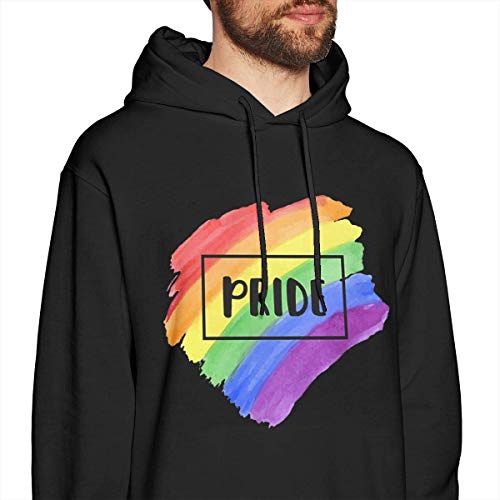 Henrnt Sudadera con Capucha Men's Long Sleeve Hoodie Sweatshirt Love is Love Gay Pride Hooded Sweater Black