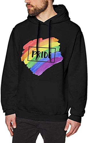 Henrnt Sudadera con Capucha Men's Long Sleeve Hoodie Sweatshirt Love is Love Gay Pride Hooded Sweater Black