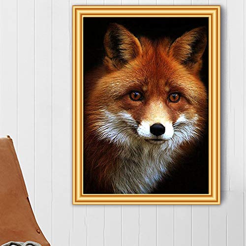 hetingyue DIY Pintar por números Juego de Regalo de Zorro Animal Pintado a Mano, Pintura de Lienzo para Adultos Principiante, Pintura sin Marco 40X60CM