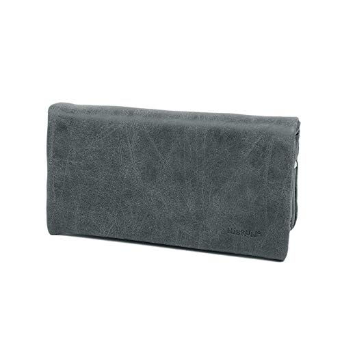 HIBRON Tabaquera Pitillera Funda Bolso para Tabaco de Liar Cuero Estuche Cartera para Tabaco de Liar, 58105 Gris