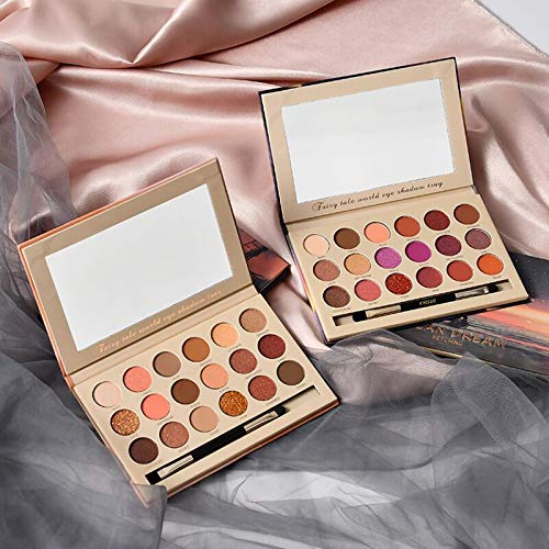 HIROCK Paleta de sombra de ojos de 18 colores, cosméticos impermeables, paleta de sombra de ojos mate mate, maquillaje de ojos, con pincel de sombra de ojos