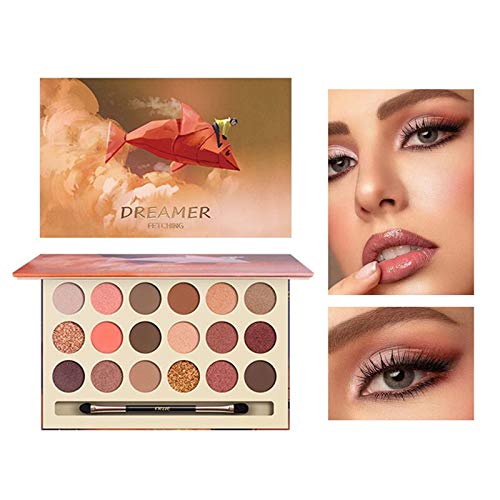 HIROCK Paleta de sombra de ojos de 18 colores, cosméticos impermeables, paleta de sombra de ojos mate mate, maquillaje de ojos, con pincel de sombra de ojos