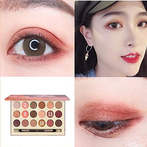 HIROCK Paleta de sombra de ojos de 18 colores, cosméticos impermeables, paleta de sombra de ojos mate mate, maquillaje de ojos, con pincel de sombra de ojos