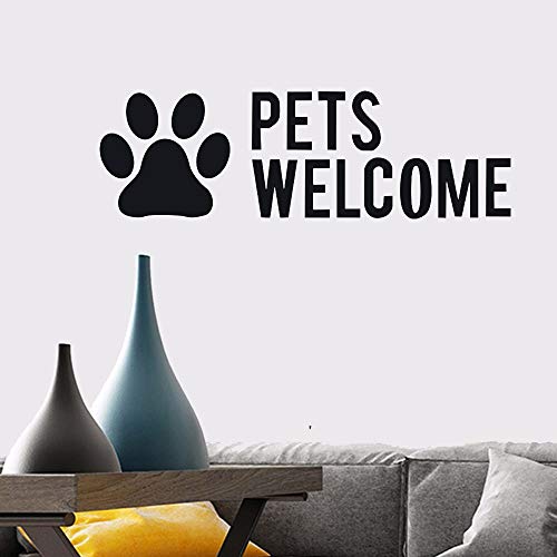 HNXDP Etiqueta de la pared de letras Pet Shop PVC Wall Decal Dog Cat Mural Art Sticker Pet Grooming Salon Decoration 56cmX17cm