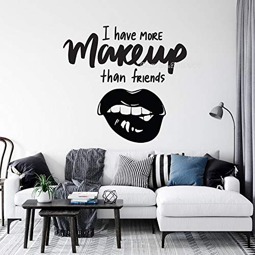 HNXDP MakeUp Wall Art Decals Beauty Salon Decoration Make Up Lips Decal Lipstick Brushes Wall Stickers Dressing Room Art Decor 74cmX70cm