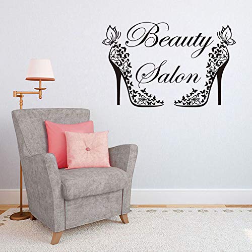 HNXDP Moda Zapatos de tacón alto Pegatinas de pared Vinilo Tatuajes de pared Decoración Salón de belleza Arte Pegatina Mural 57cmX89cm