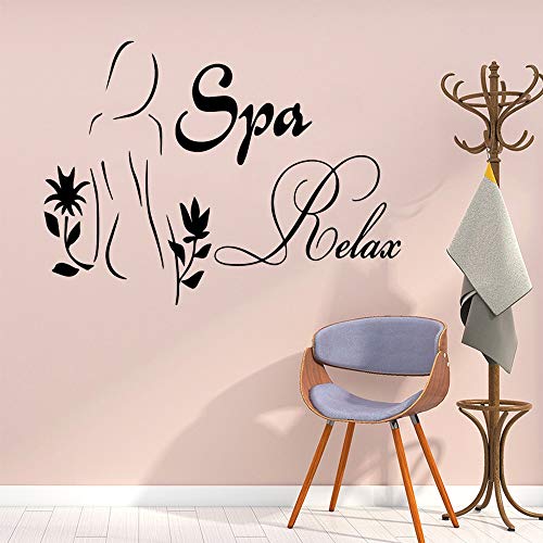 HNXDP Personalizado Spa Room Decor Quote Wall Stickers Wallpaper para salón de belleza Wall Decal Spa Sticker mural 57cmX77cm