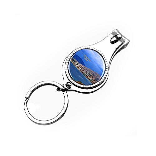 Hqiyaols Keychain España Benidorm Cortaúñas Abridor de Botellas Lima de uñas Llavero Cristal Acero Inoxidable Multifuncional Recuerdo Regalo