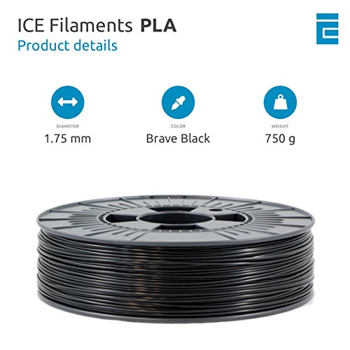 ICE Filaments ICEFIL1PLA003 filamento PLA,1.75mm, 0.75 kg, Brave Black